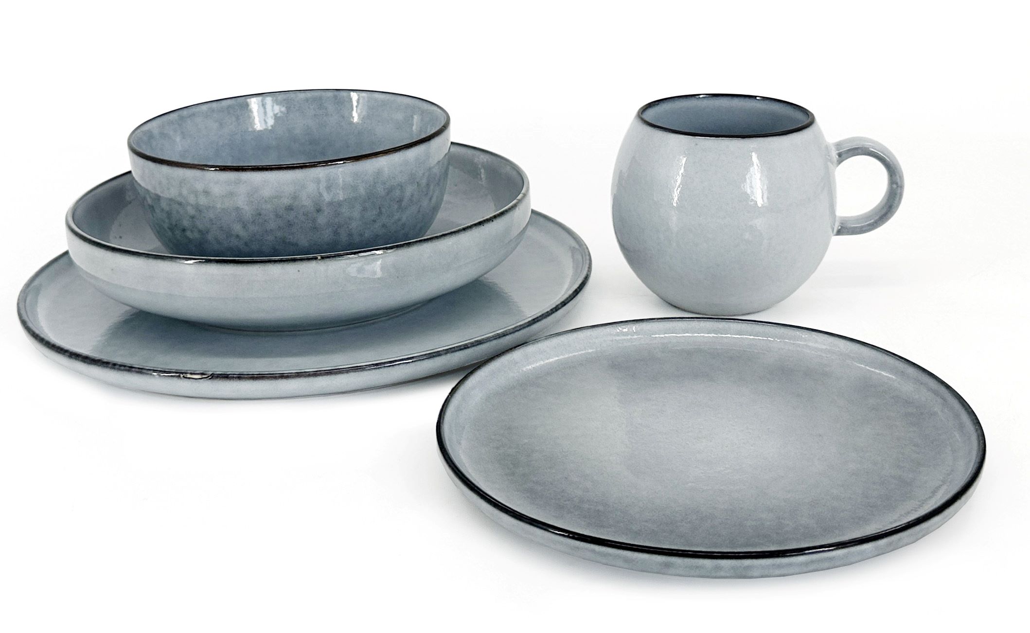 LAKE krásná luxusní keramické talíře keramická miska keramický hrnek šedomodrá od Clay